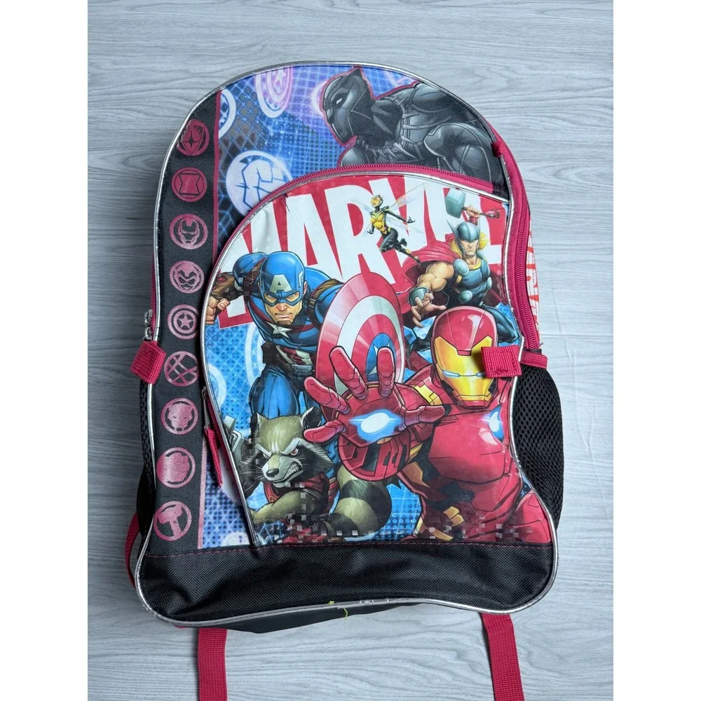 Marvel Avengers Kids Backpa Iron Man Captain America Thor Black Panther Blue Red